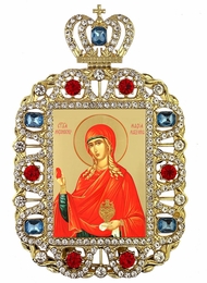 Saint Mary Magdalene, Jeweled Framed Icon With Crown