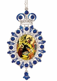 Nativity of Christ, Jeweled  Icon Ornament with Chain