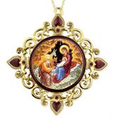 The Nativity, Jeweled Round Framed Icon with Chain