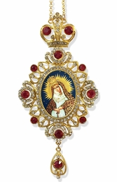 Virgin Mary of Ostrabrama, Jeweled Icon Ornament / Red Crystals