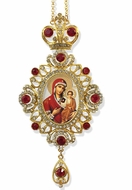 Virgin of Smolensk, Jeweled Icon Ornament / Red Crystals