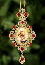 Virgin Mary "Seeker of the Perished",  Jeweled Icon Ornament / Red Crystals