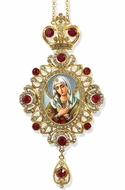 Virgin Mary Extreme Humility, Jeweled Icon Ornament / Red Crystals
