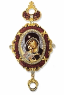Virgin of Vladimir, Enameled Jeweled Icon Ornament