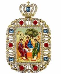 The Holy Trinity, Jeweled Framed Icon With Crown