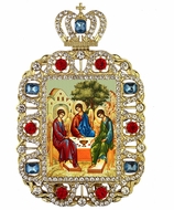 The Holy Trinity, Jeweled Framed Icon With Crown