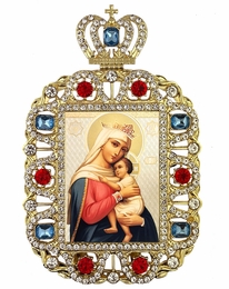 Virgin Mary of Hope, Jeweled Framed Icon With Crown