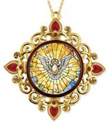 The Holy Spirit, Jeweled Round Framed Icon with Chain