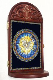 The Holy Spirit, Gold Foil Icon in Wooden Shrine With Shelf 