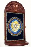 The Holy Spirit, Gold Foil Icon in Wooden Shrine With Shelf 