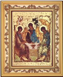 The Holy Trinity, Silkscreen on Cotton Canvas Orthodox  Icon