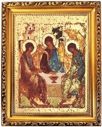 The Holy Trinity, Silkscreen on Cotton Canvas Framed Icon