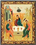 The Holy Trinity, Gold Foil Wooden Orthodox Mini Icon