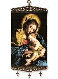 Madonna & Child, Textile Art  Tapestry Icon Banner, Large 