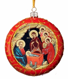 Nativity of Christ, Not Breakable Christmas  Ornament, Red