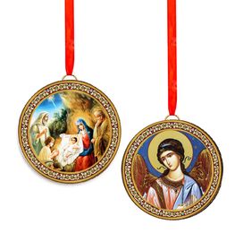 The Nativity and Guardian Angel, Round Icon Pendant