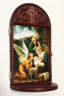 The Nativity Icon Wooden Shrine With Shelf 