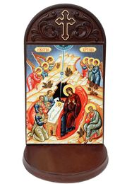 The Nativity Icon Wooden Shrine With Shelf 