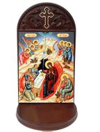 The Nativity Icon Wooden Shrine With Shelf 