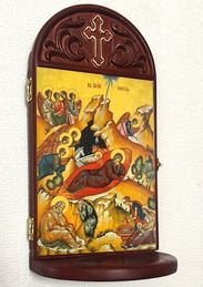 The Nativity Icon Wooden Shrine With Shelf 