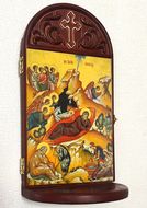 The Nativity Icon Wooden Shrine With Shelf 
