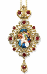 Nativity of Christ, Jeweled Icon Ornament / Red Crystals