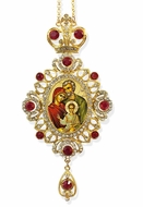 The Holy Family, Jeweled Icon Ornament / Red Crystals