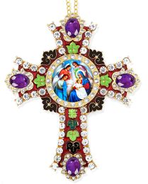 Nativity of Christ Icon in Jeweled Wall Cross