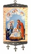 Nativity of Christ, Textile Art  Tapestry Icon Banner with Crosses, Large