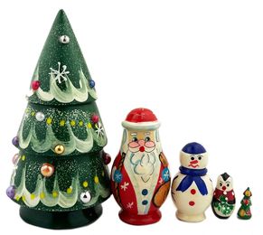 Wooden Nested  Christmas Tree, Handmade, 5 Pieces