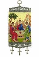 Old Testament Trinity, Tapestry Icon Banner, ~10" H