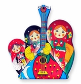Pack of 10 Matreshka Magnets With Balalaika