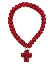 Prayer Rope with Cross, 33 Knots, Burgundy