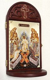 The Resurrection, Christ's Descent Into Hell, Wooden Shrine With Shelf 