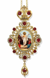 Resurrection of Christ, Jeweled Icon Ornament / Red Crystals