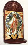 Resurrection of Christ Wooden Shrine With Shelf 