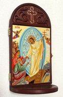 Resurrection of Christ Wooden Shrine With Shelf 