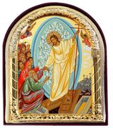 Resurrection of Christ, Arched Orthodox Icon with Stand