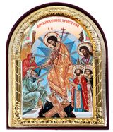Resurrection of Christ, Arched Orthodox Icon with Stand