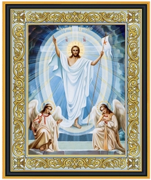 Resurrection of Christ with Angels Framed Icon with Stand
