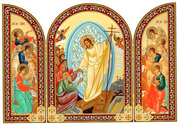 Resurrection of Christ with Angels, Foldable Orthodox Triptych