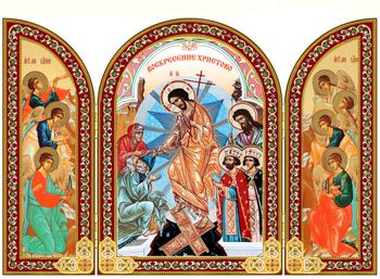 Resurrection of Christ with Angels, Foldable Orthodox Triptych