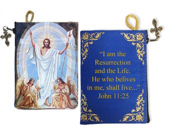 Resurrection of Christ, Rosary Pouch Case  with Bible Verse