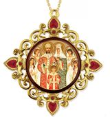 The Royal Family, Jeweled Round Framed Icon with Chain