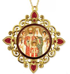 The Royal Family, Jeweled Round Framed Icon with Chain