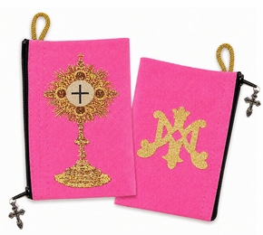 Blessed Sacrament Monstrance, Tapestry Pouch Case, Pink