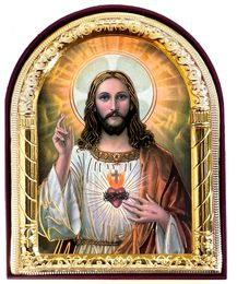 Sacred Heart of Jesus, Arched Icon with Stand