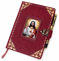 Sacred Heart of Jesus Icon Journal with Pen, Christian Religious Gift