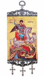 Saint George, Tapestry Icon Banner, ~10" H