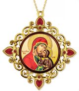 Sait Ann, Jeweled Round Framed Icon with Chain